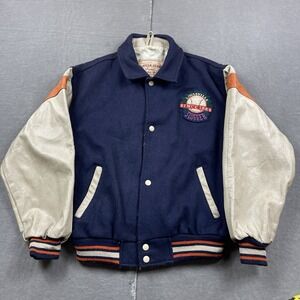 Vintage Louisville Slugger Jacket Mens XL Wool Leather Bomber Snap USA Baseball